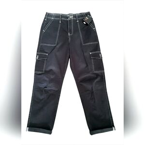 Dickies 30 Cargo Relax Retro Sporty  Utility Black Cropped Cotton Slim Mid Rise